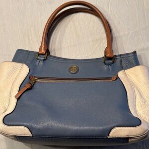 Tory Burch Blue and Cream Leather Shoulder Bag , $35